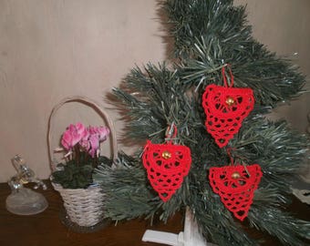 Ornaments decorations Christmas tree red cotton