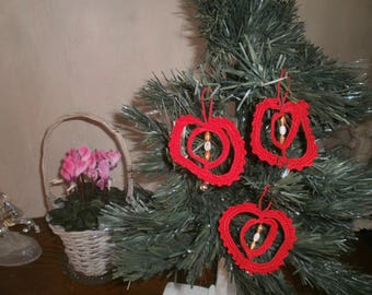 Ornaments decorations Christmas tree red cotton
