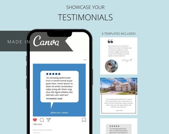 Plantilla de testimonio EDITABLE / Plantilla de bienes raíces / Plantilla Canva de agente inmobiliario