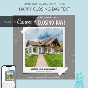 Congratulations Closing Day Text To Clients | Real Estate Template | Realtor Canva Template | Closing Day Reminder