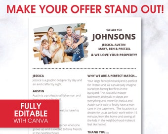 Carta EDITABLE del comprador al vendedor / Plantilla de carta de oferta de inicio / Carta personalizable al vendedor con plantilla de imagen / Carta del comprador de bienes raíces