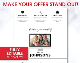 Carta EDITABLE del comprador al vendedor / Plantilla de carta de oferta de inicio / Carta personalizable al vendedor con plantilla de imagen / Carta del comprador de bienes raíces