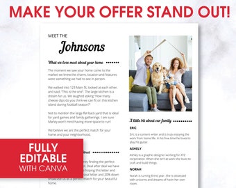 Carta de amor del comprador de vivienda al vendedor / Plantilla de carta de oferta de vivienda / Carta personalizable al vendedor con imagen / Carta del comprador de bienes raíces