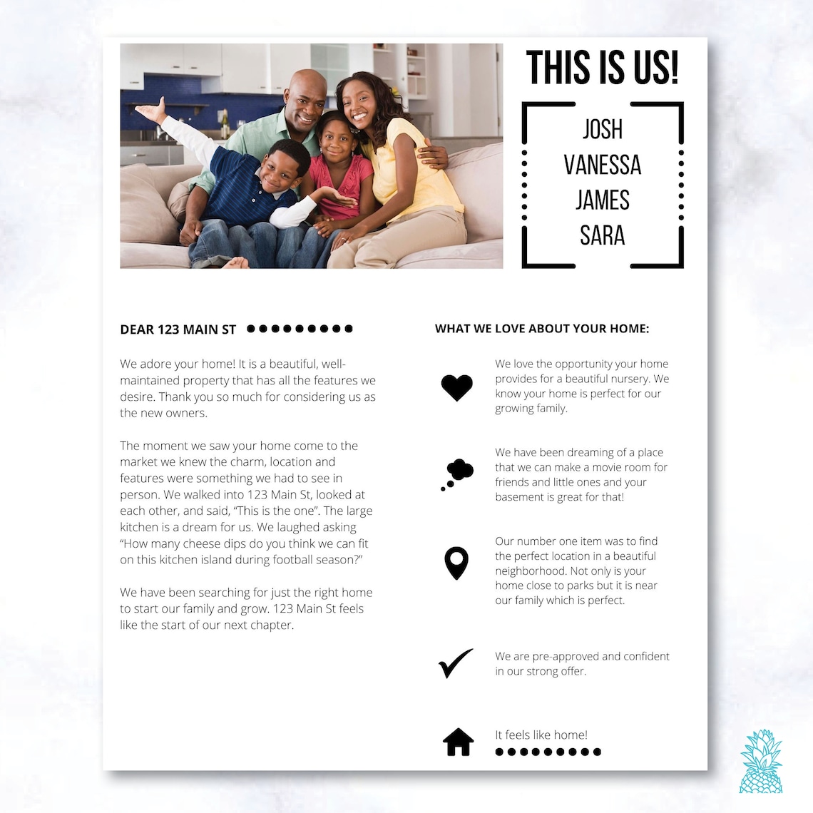 EDITABLE Buyer Letter to Seller Template Home Offer Letter Customizable EDITABLE Buyer Letter to Seller Template Home Offer Letter Customizable