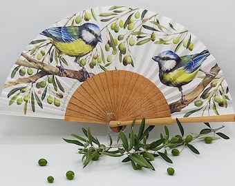 Abanico Estampado "Carboneros en el Olivo"