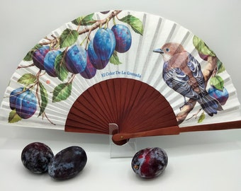 Spanish Hand Fan "Bird on a Plum Tree "