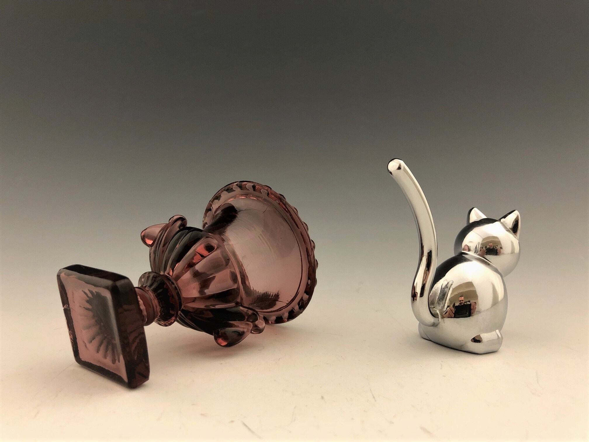 Amethyst Glass Toothpick Holder Vintage Purple Glass Urn