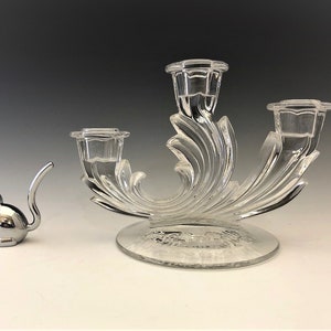 Fostoria #2496 Trindle Candlestick - Elegant Candle Holder - Meadow Rose (#328) Etch