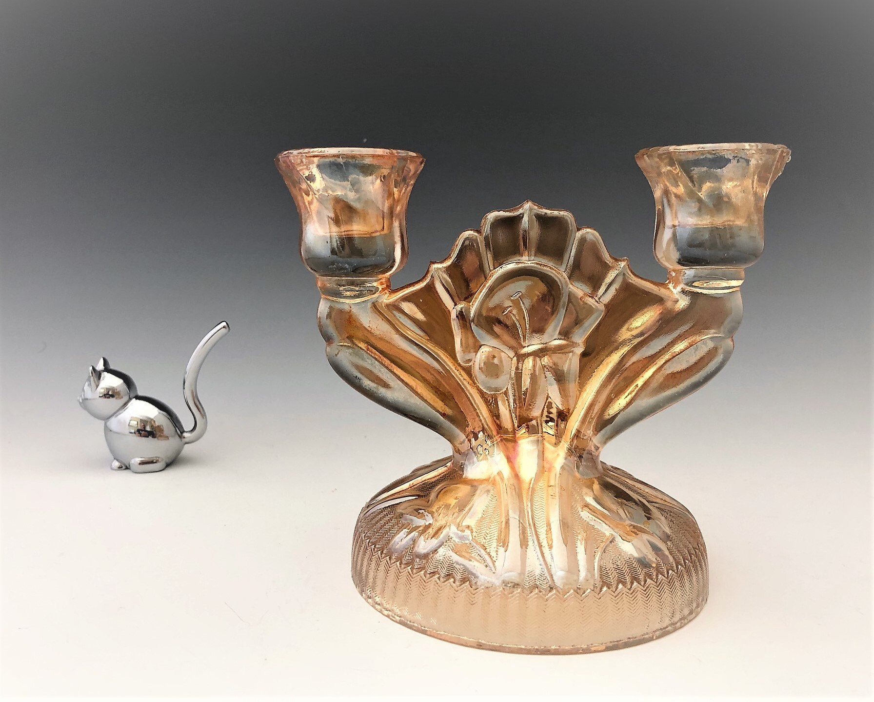 Iris Iridescent Candlestick Holder Flora Gold Iris and