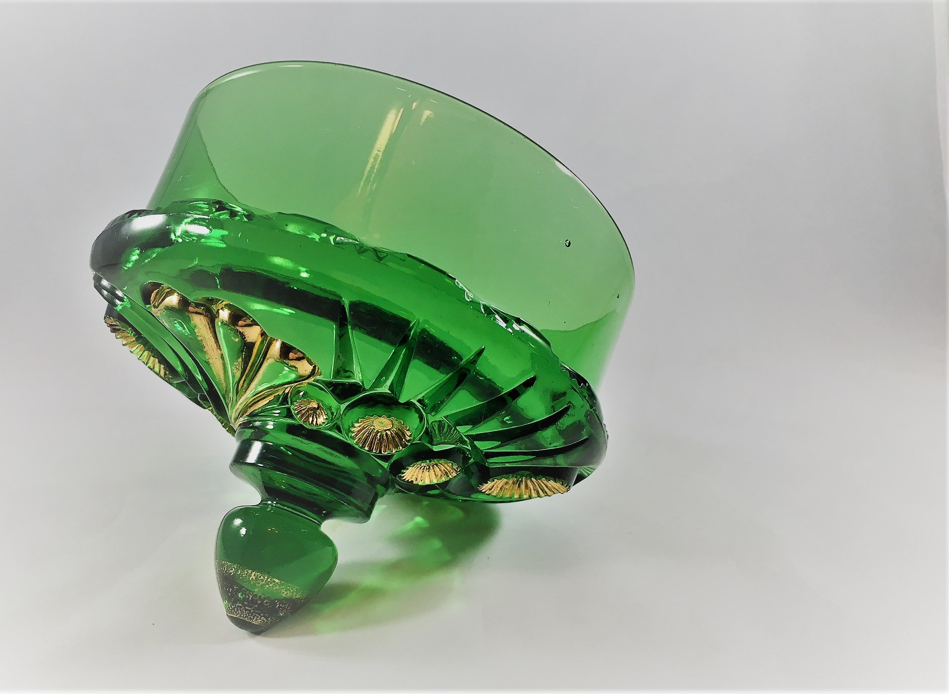 Riverside Glass Works Esther Pattern Emerald Green Butter Dish Lid