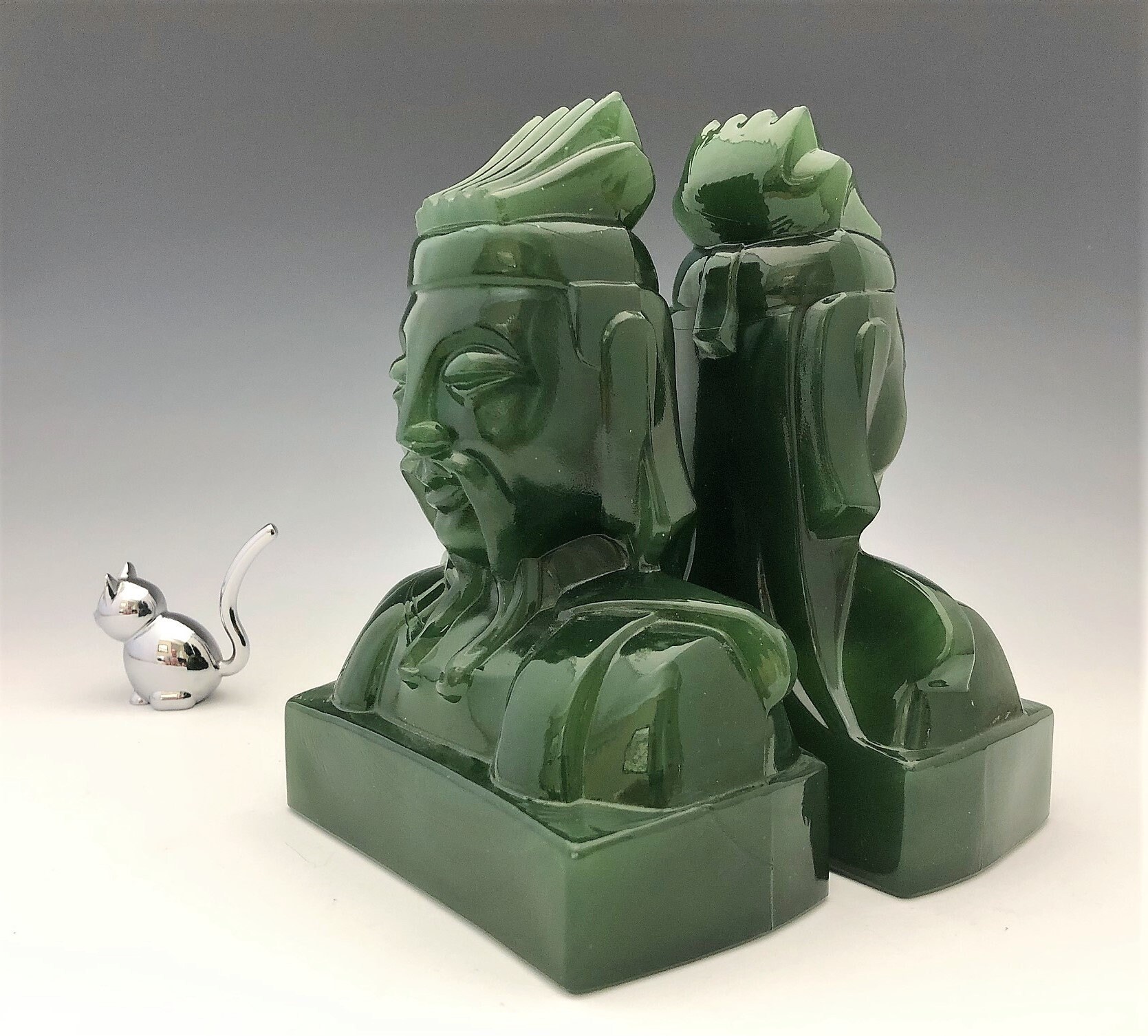 Imperial Cathay Jade Lu Tung Bookends Set of Two Hard to Find