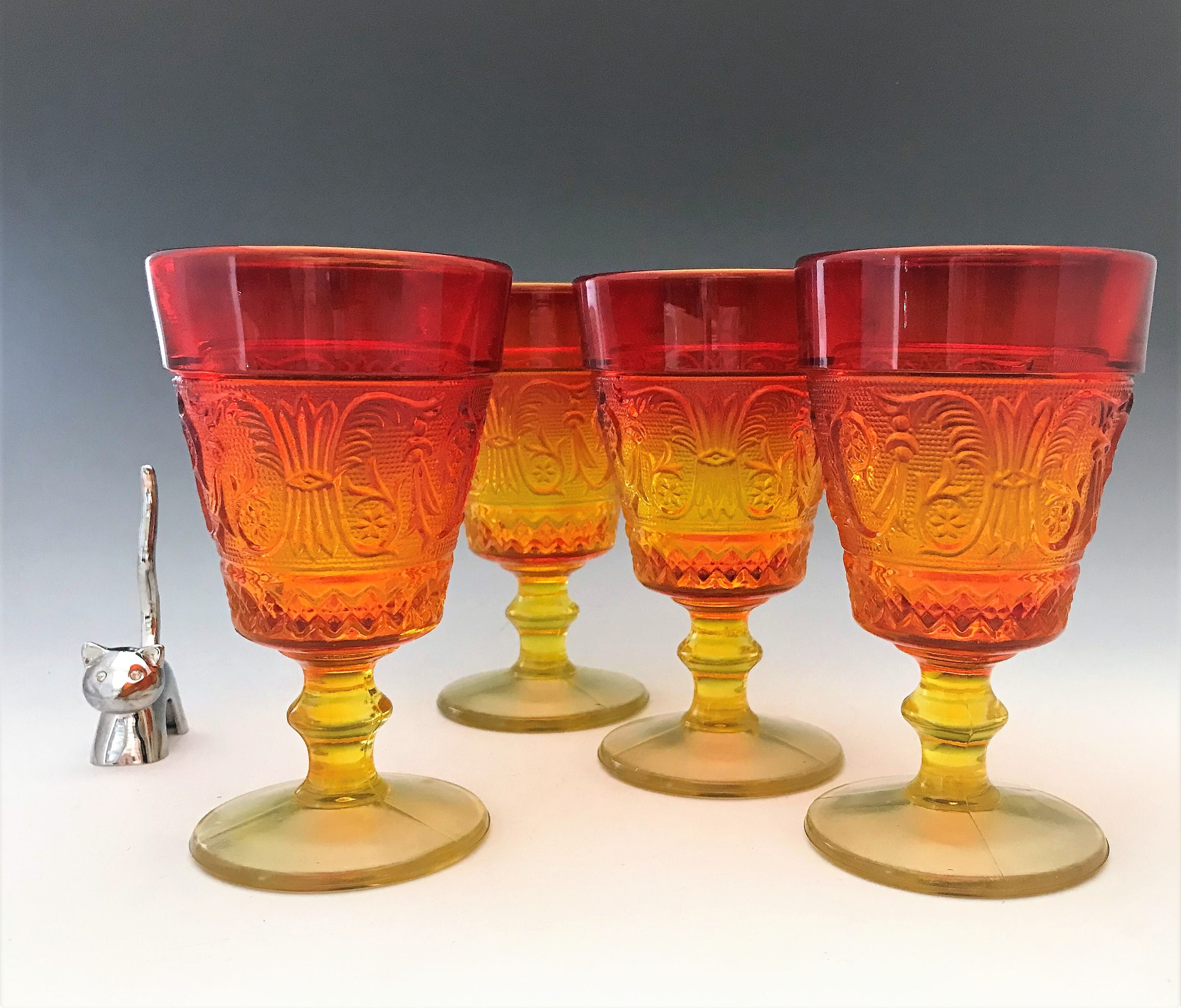 Indiana Glass Amberina Goblets Sandwich Glass Montgomery Ward