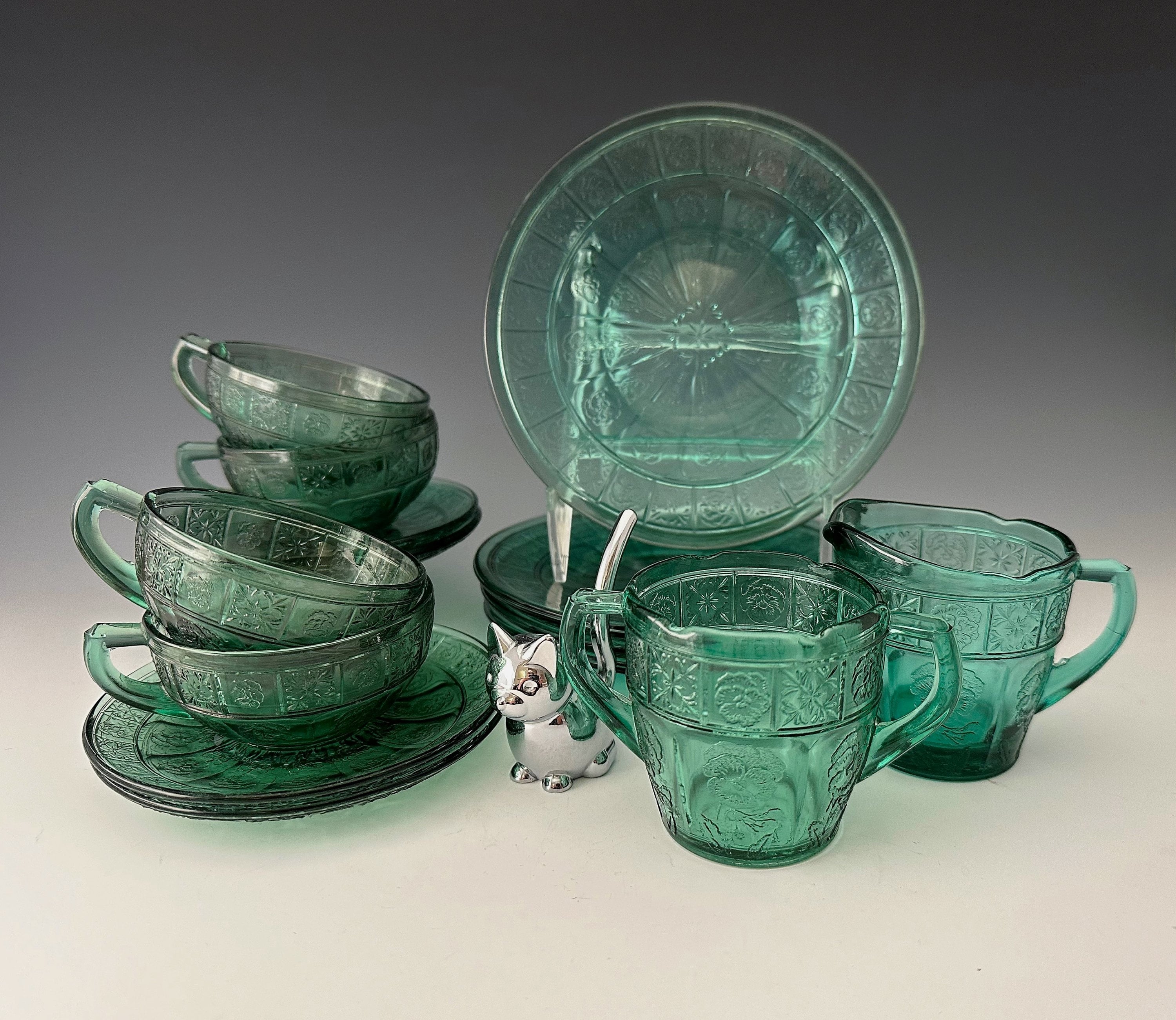 Jeannette Glass Doric and Pansy “pretty Polly Party Dishes” 14