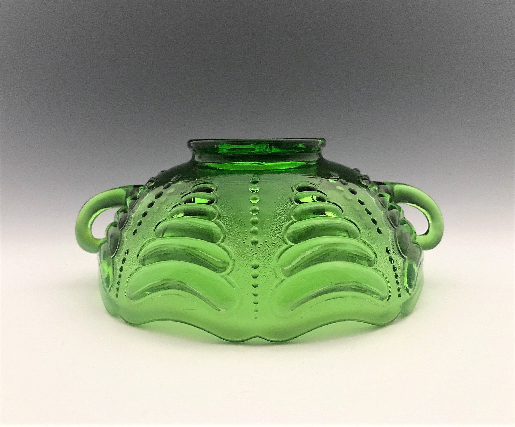 EAPG Two Handled Bowl Jefferson Glass Abalone Pattern Opalescent