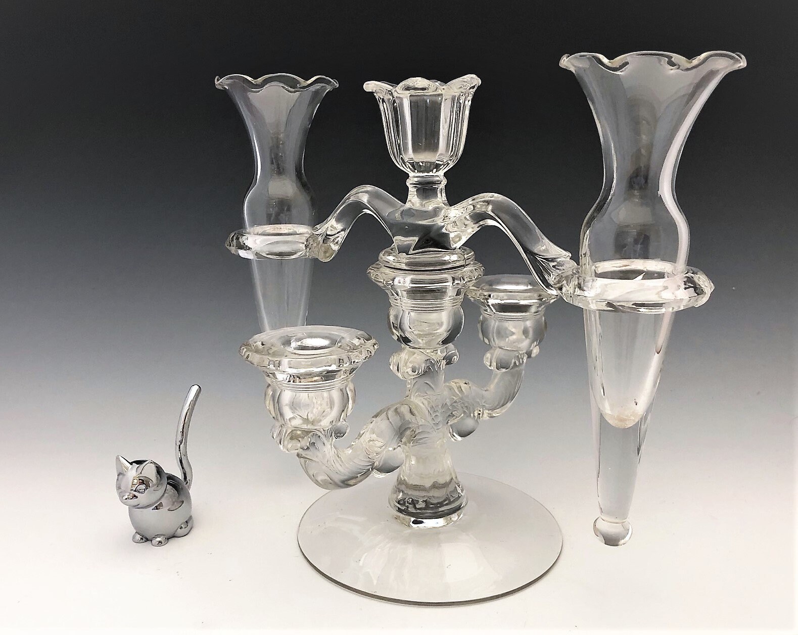 Cambridge Elegant Glass Three Light Candlestick Holder Cambridge 1307