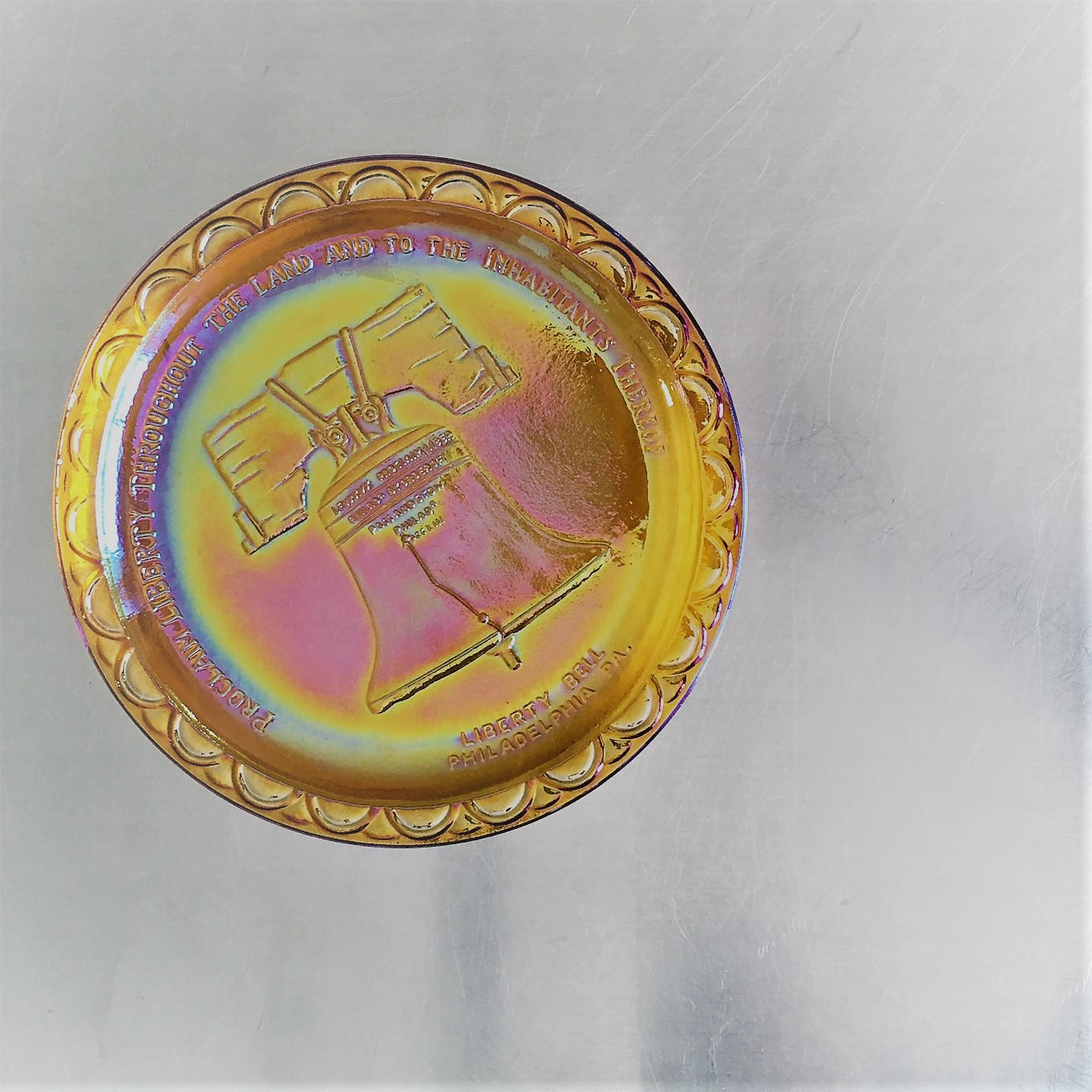 Set of 4 American Bicentennial Commemorative Plates WITH BONUS Indiana Glass Company Gold