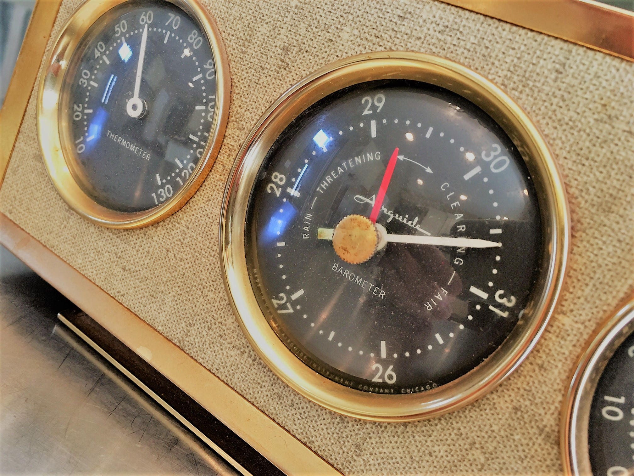 Mid Century Airguide Barometer Home Weather Station Thermometer