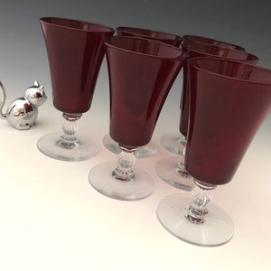 Set of 4 - 3 Oz Footed Golf Ball Ruby Wine Glasses by MORGANTOWN