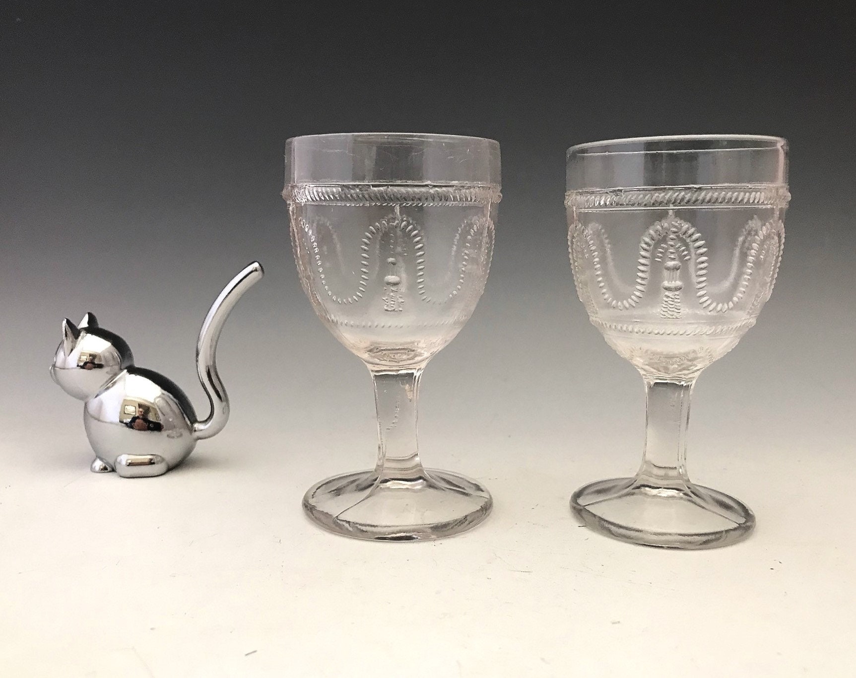 EAPG Wine Glasses La Belle Glass Company Cord and Tassel Pattern