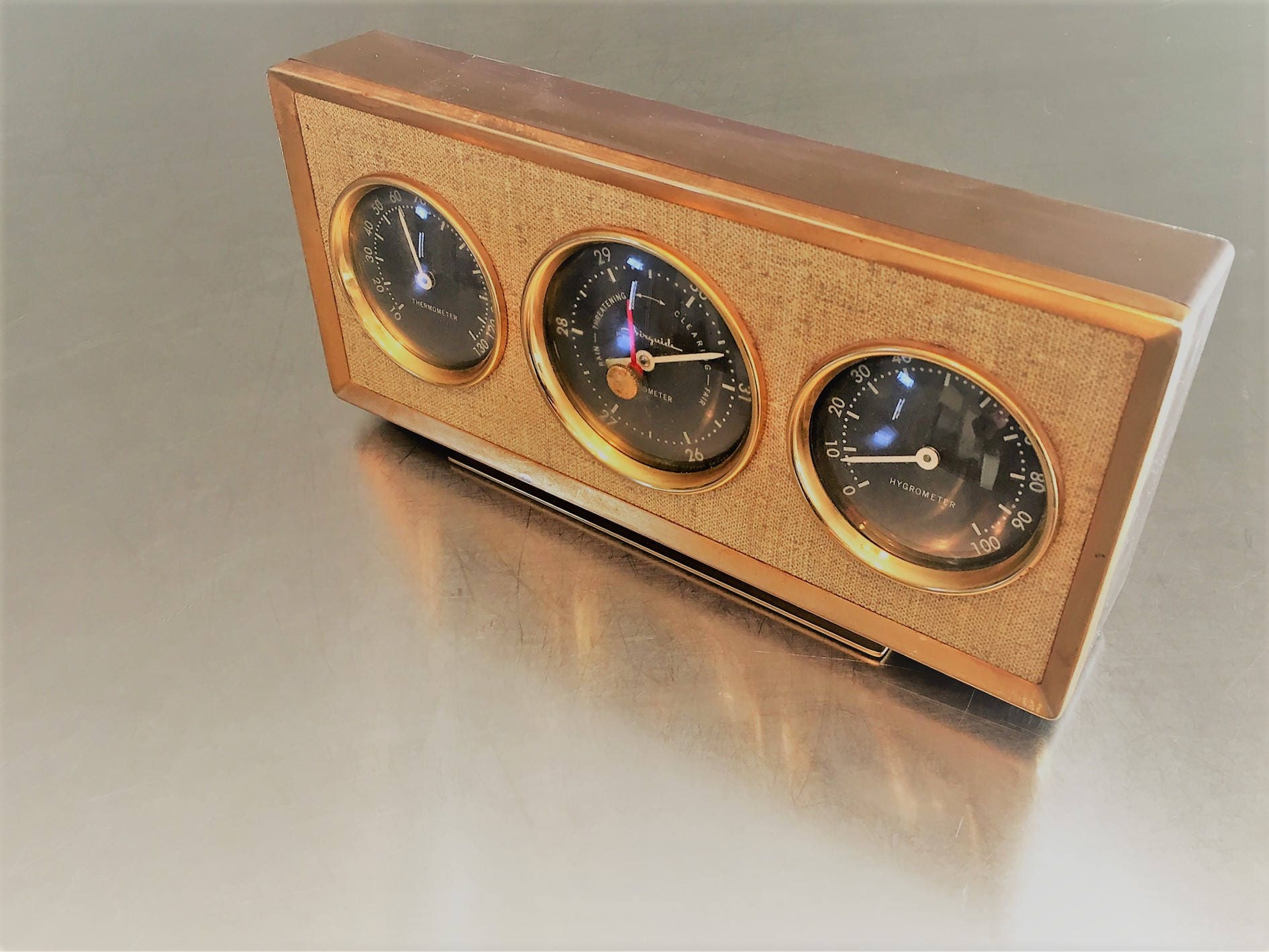 Mid Century Airguide Barometer Home Weather Station Thermometer