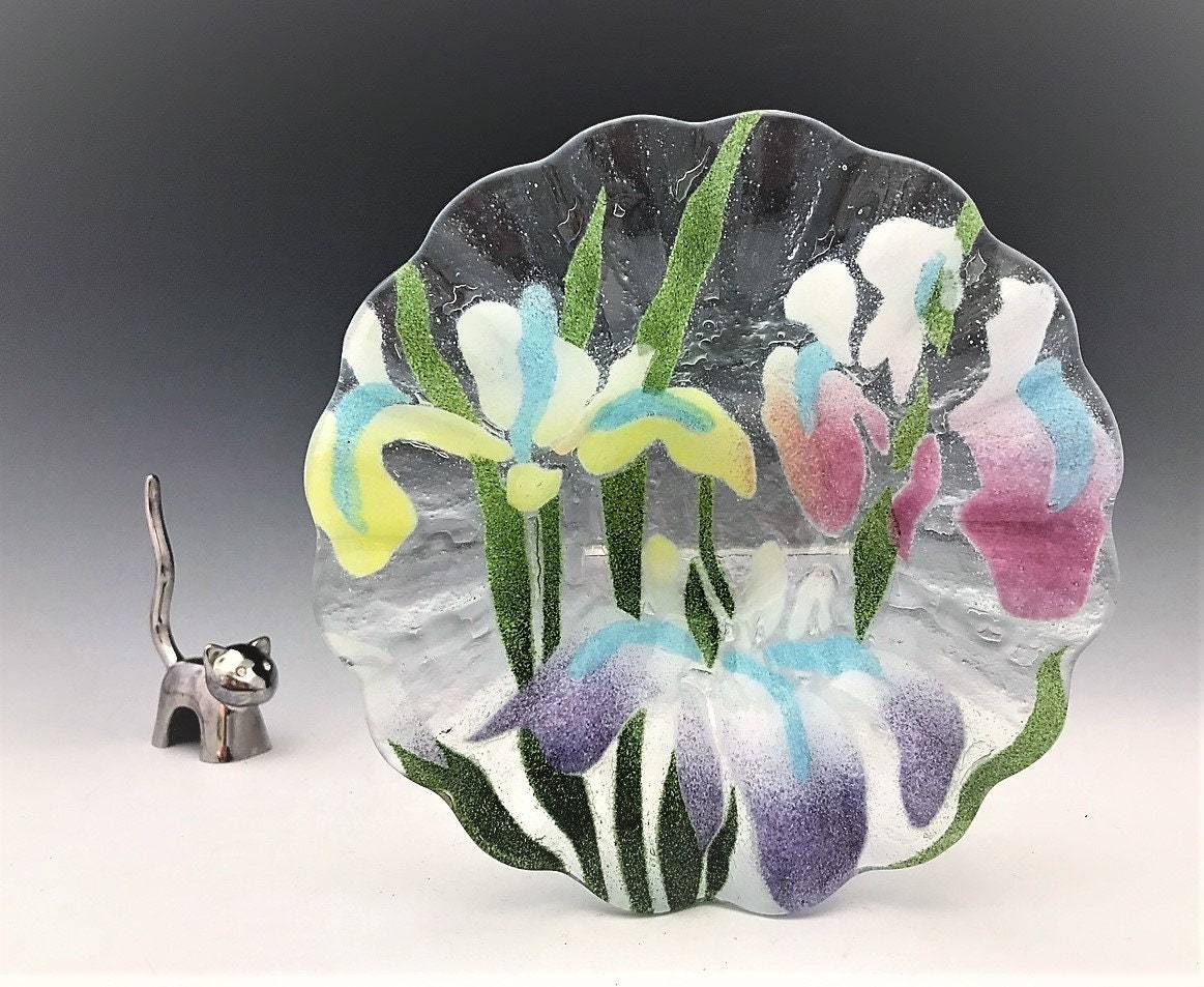 Set of 2 Sydenstricker Fused Glass Bowls Vintage Crimped Bowls Art Glass Cape Cod