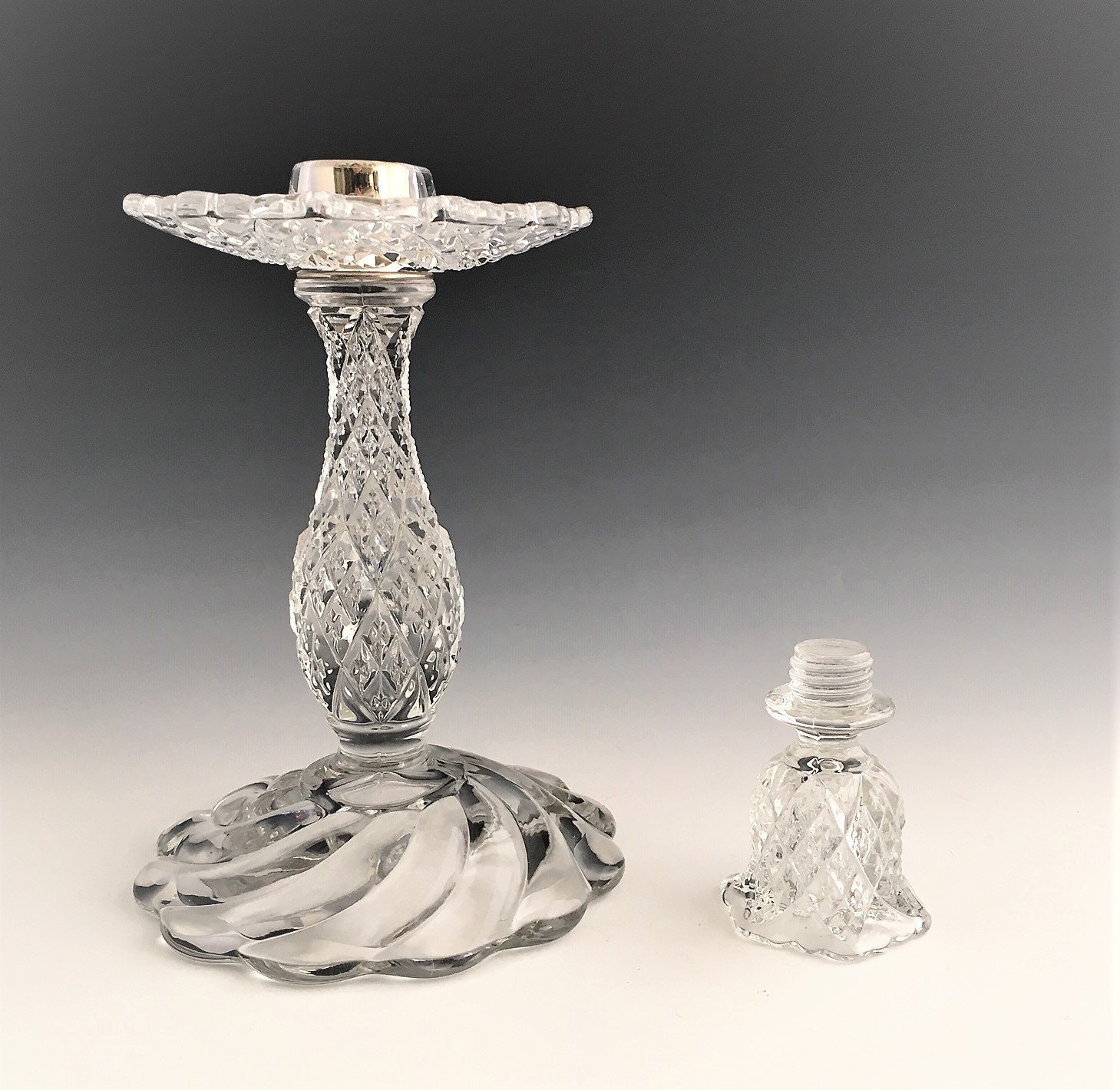 Set of 2 Duncan & Miller Candelabrum No. 1 Early American Sandwich