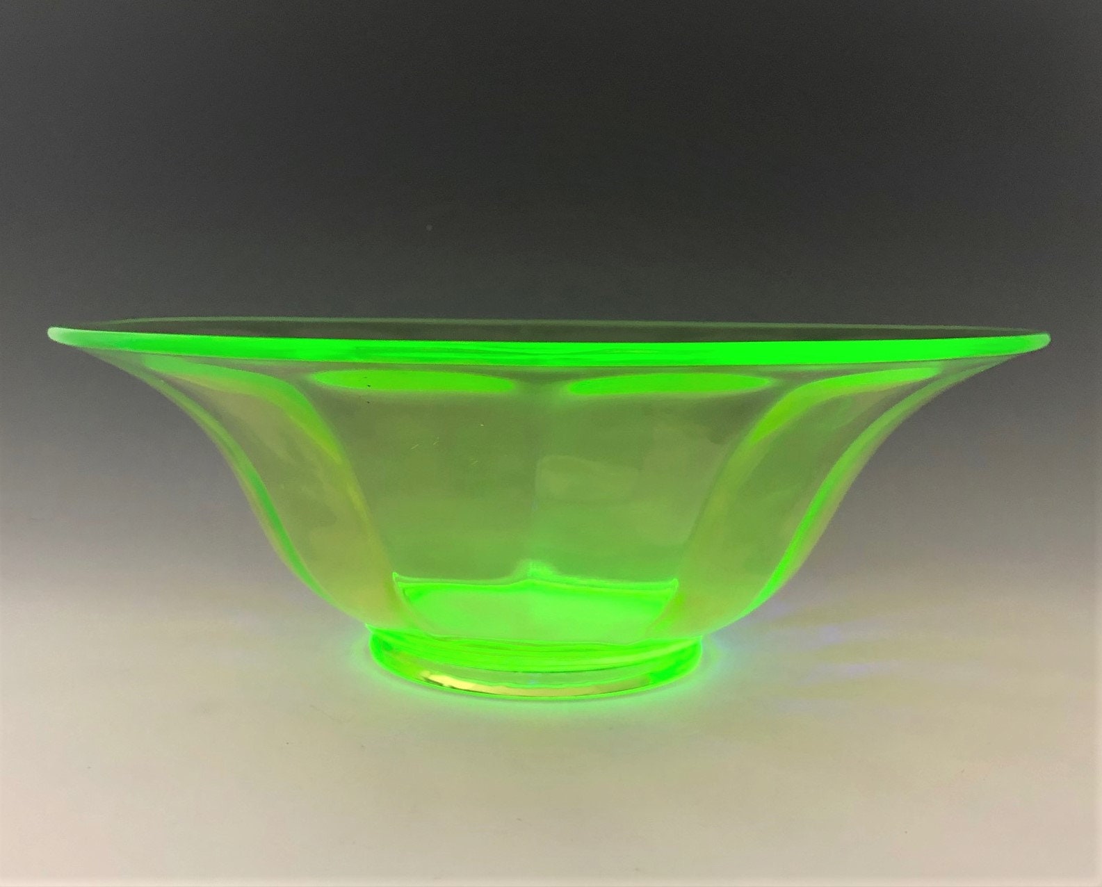 Imperial Vaseline Glass Wide Panel Bowl No 6569/2B Large Console