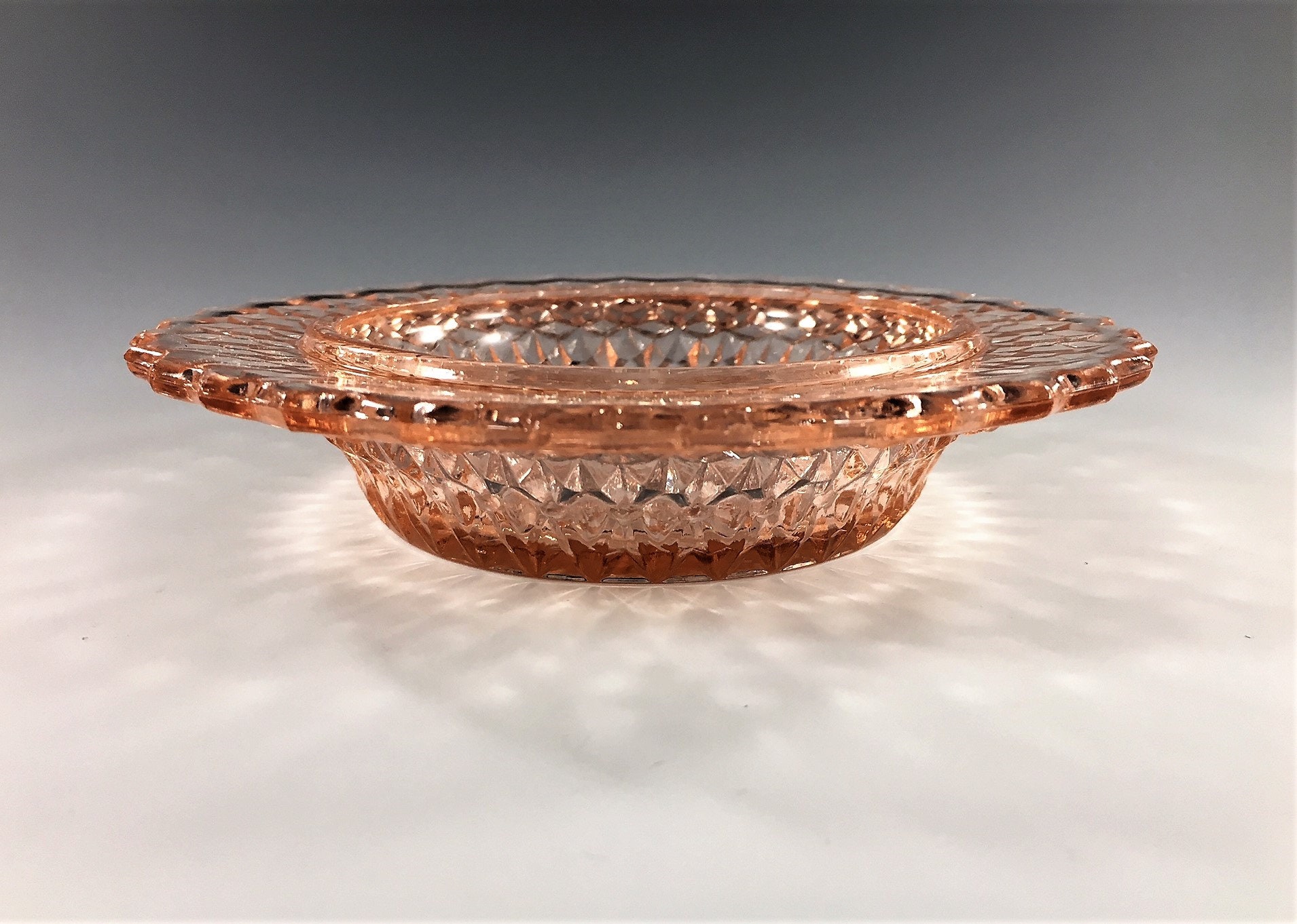 Pink Depression Glass Butter Dish Base Holiday Pattern