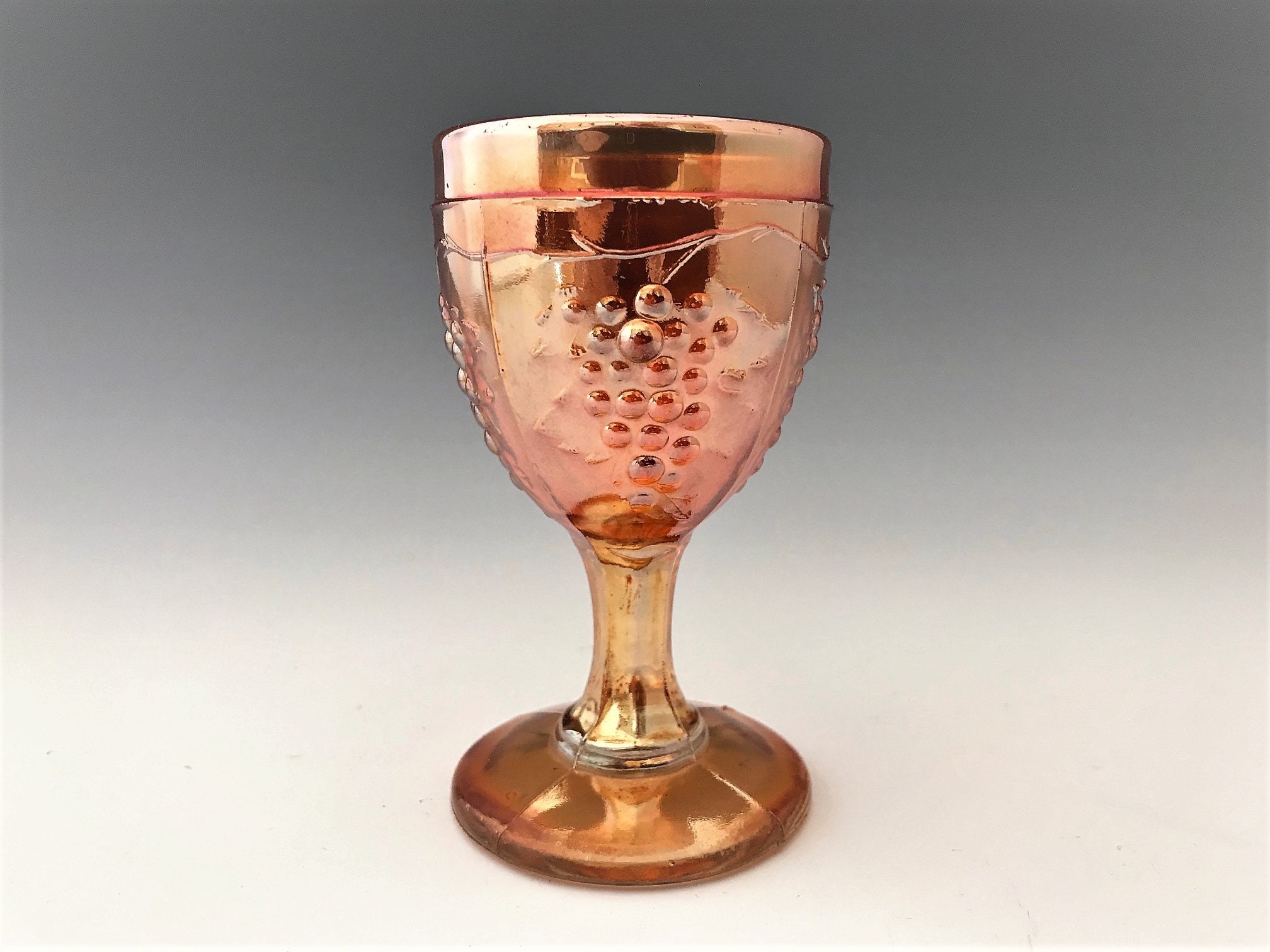 Set of 4 Carnival Glass Wine Goblets Iridescent Cordials Imperial