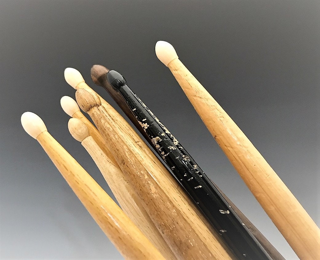 Collection of 9 Vintage Wooden Drumsticks Pro Mark Trueline