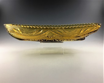 Vintage Kemple Glass Celery Tray or Relish Dish - Innovation Canoe in Honey Amber (OMN #88) - Circa 1960's