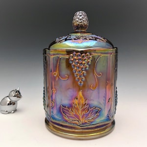 Indiana Harvest Iridescent Amber Glass Jar - Amber Carnival Glass Canister