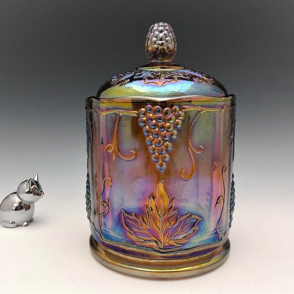 Indiana Harvest Iridescent Amber Glass Jar - Amber Carnival Glass Canister