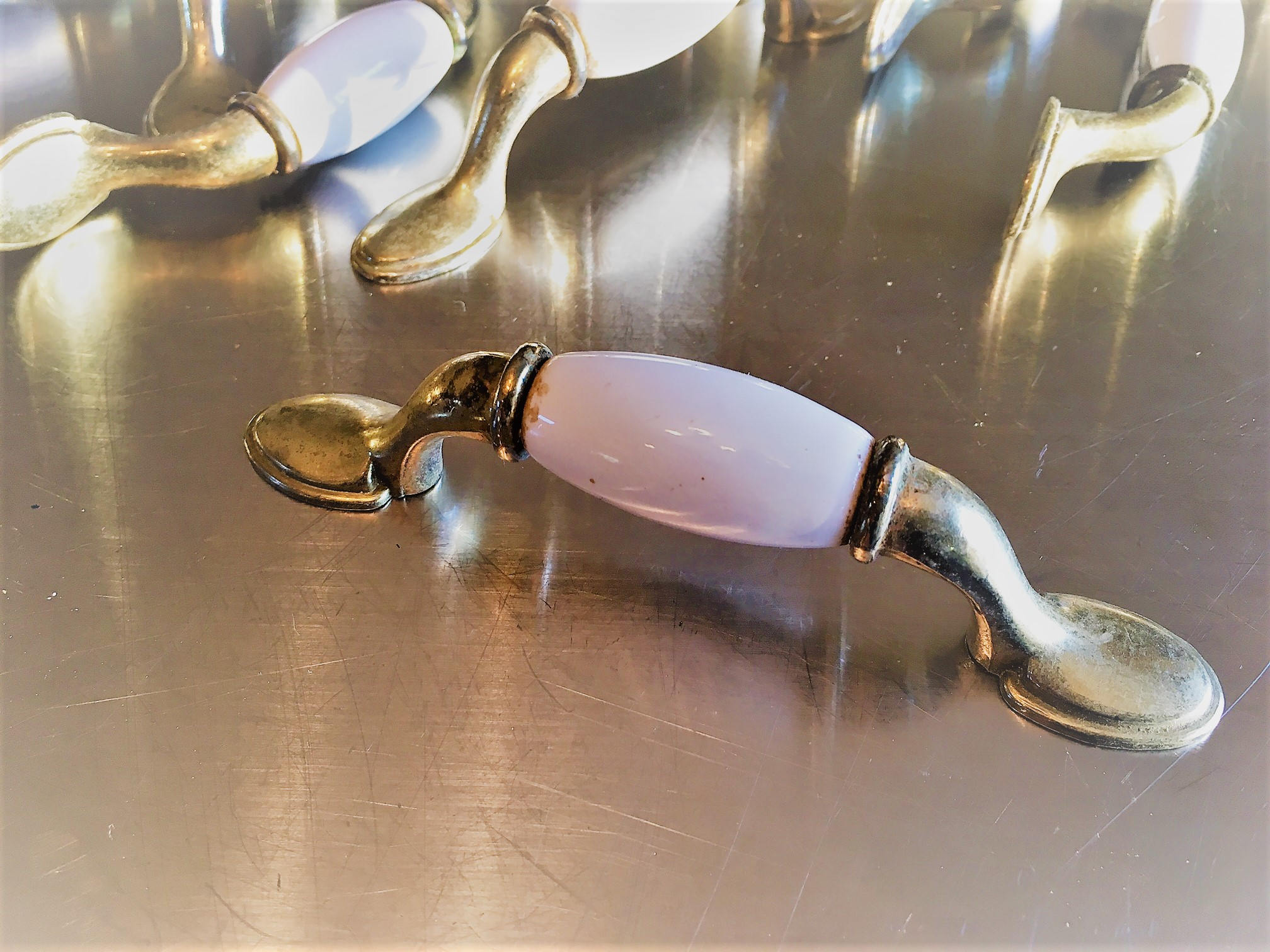 Collection of Porcelain Knobs Pulls Handles 19 Pieces Drawer or Hardware