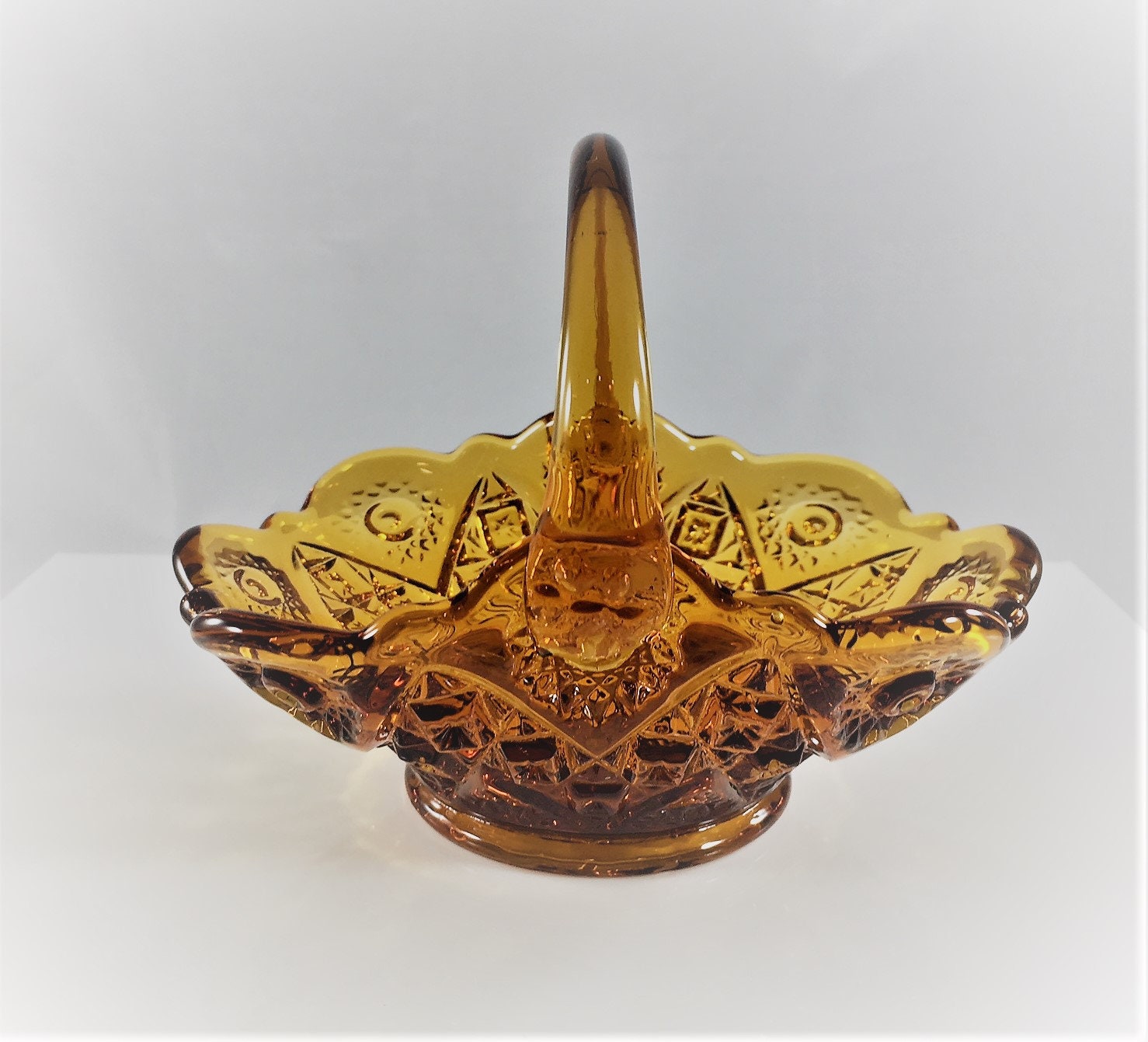 Vintage Amber Glass Basket