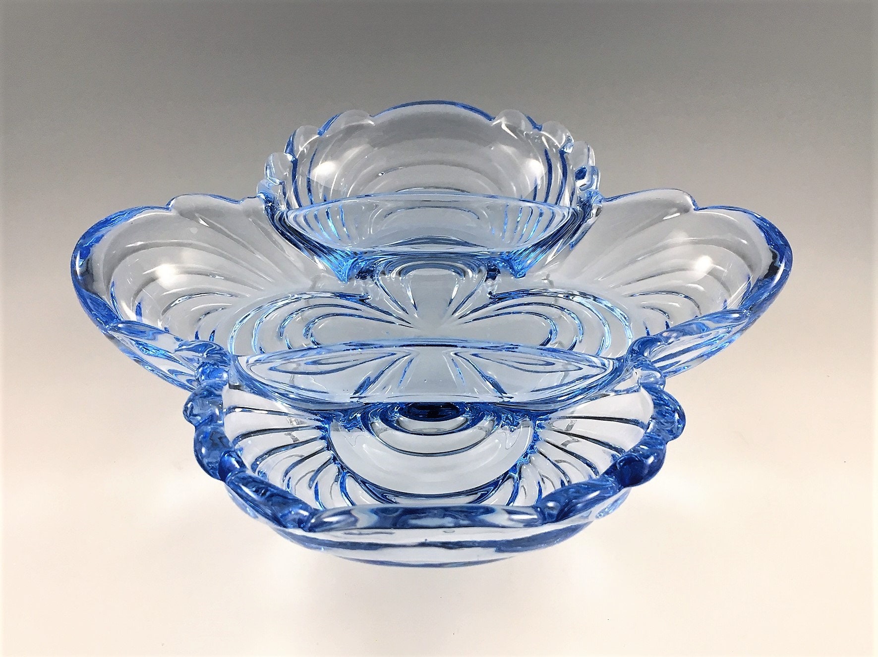 Cambridge Glass Caprice Pattern 3 Part Celery Dish Elegant