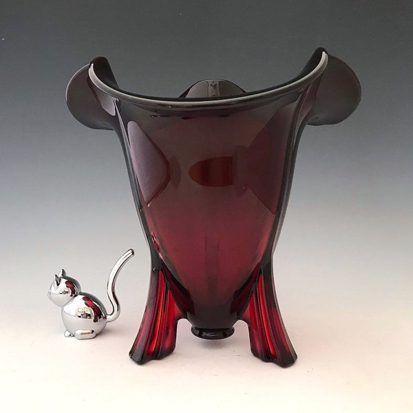 New Martinsville #35 Rocket Vase - Red Art-Deco Style Depression Era Elegant Glass