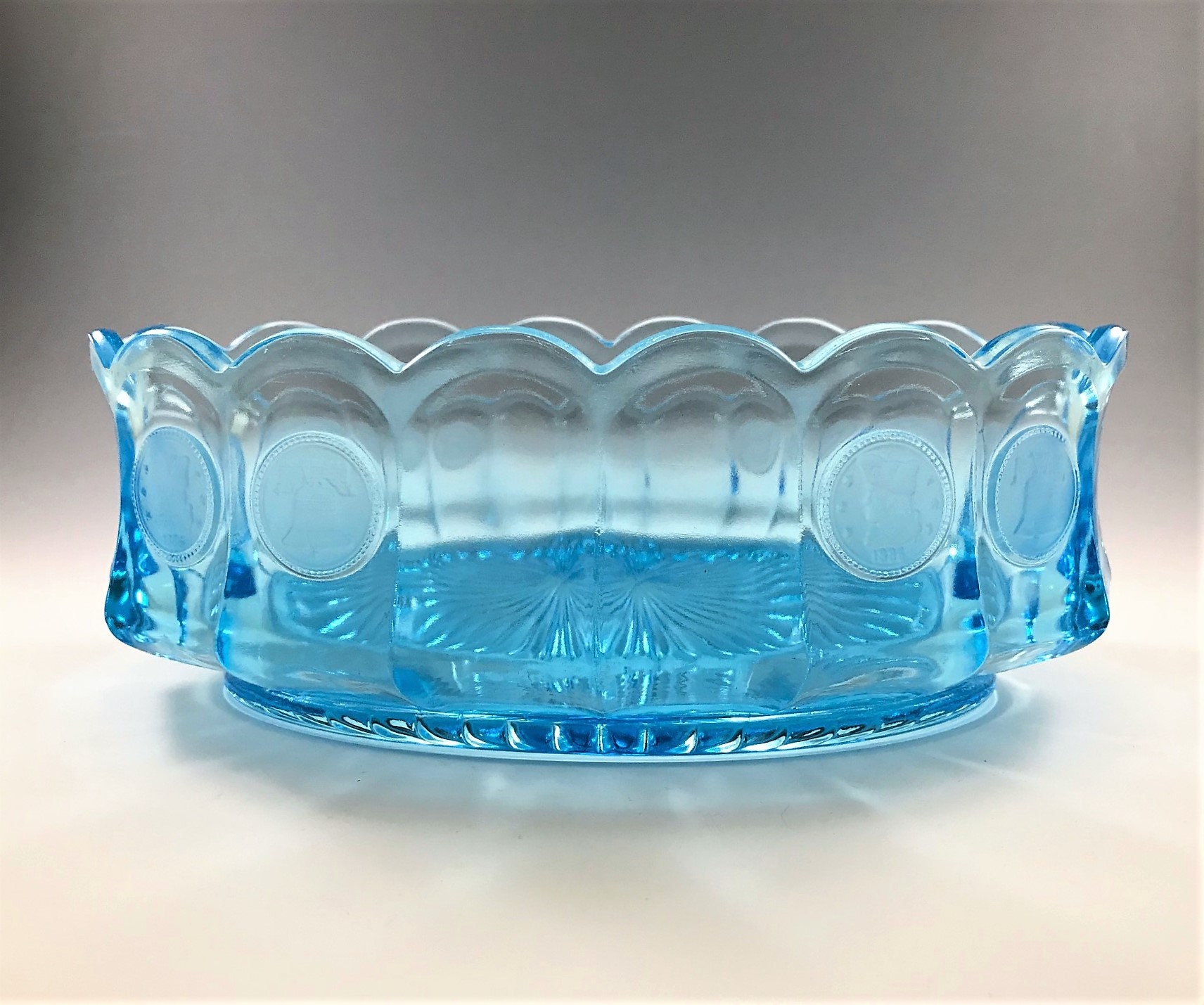 Fostoria Coin Glass Light Blue - 8 Inch Oval Bowl