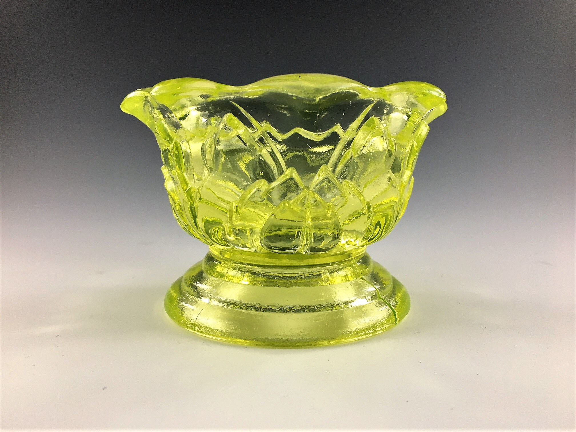 Vintage Vaseline Glass Fairy Light Lamp Base Brooke Glass 800