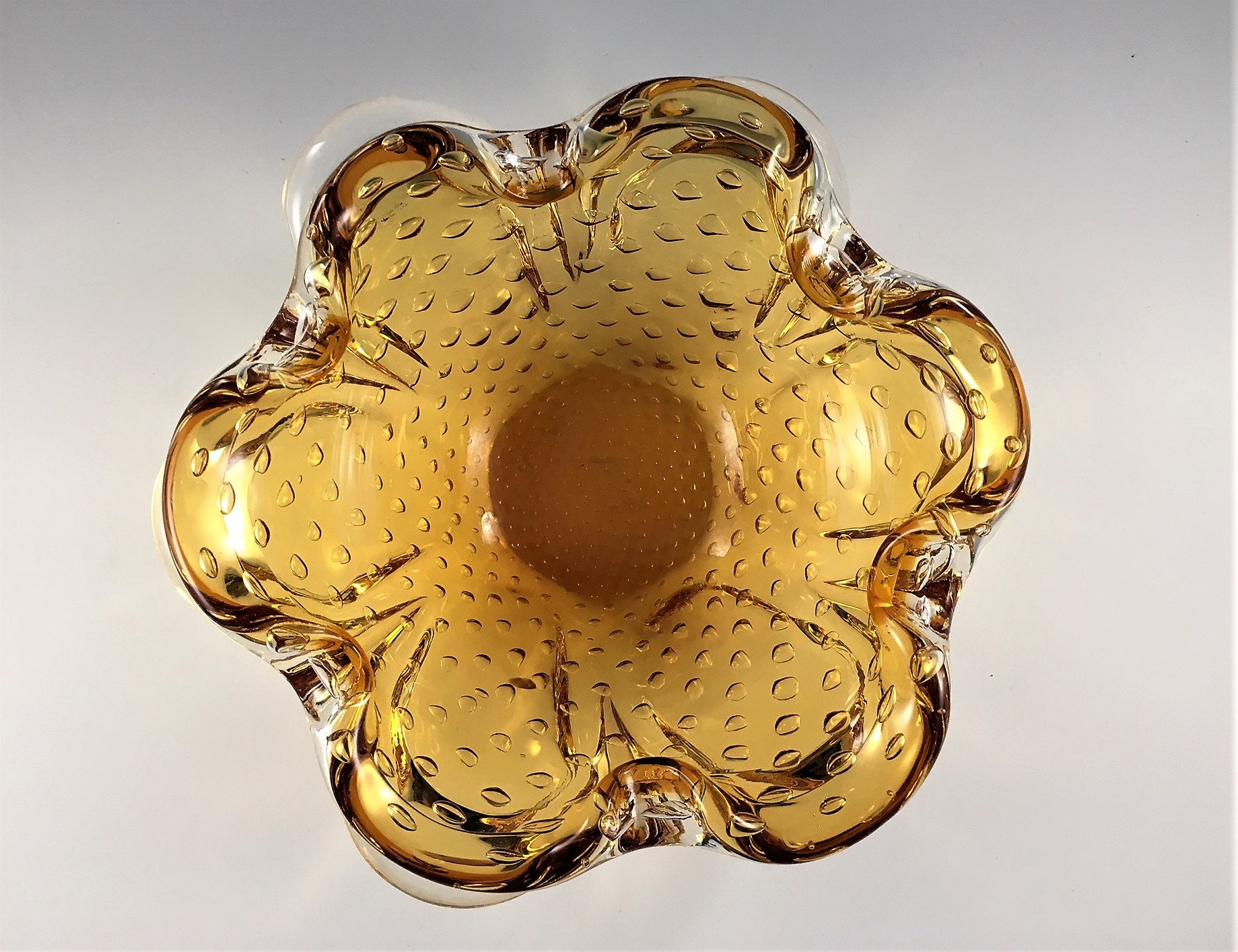 Vintage Amber Murano Glass Ashtray Pipe or Cigar Ashtray