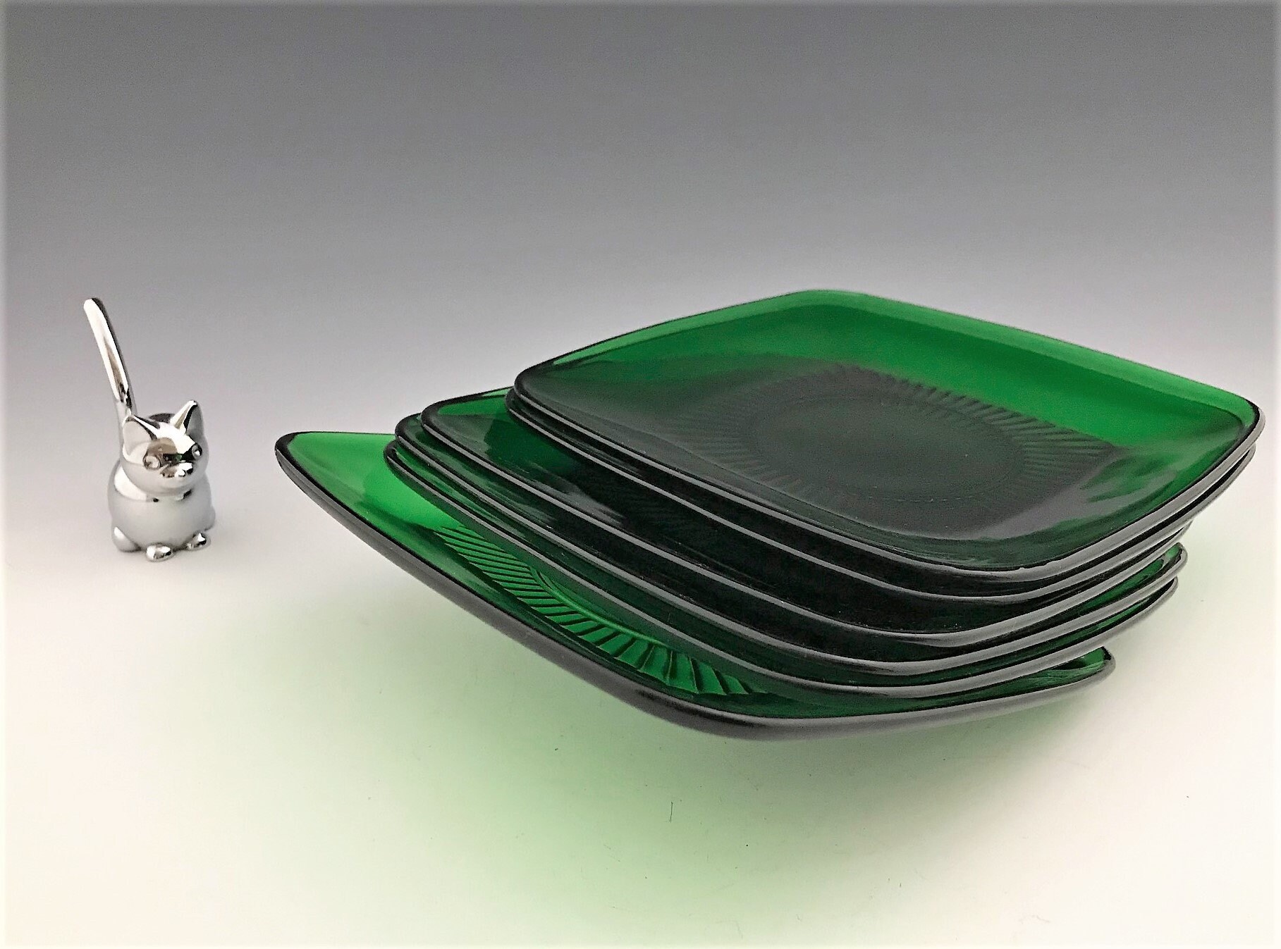 Anchor Hocking Charm Forest Green Salad Plates Set of 6