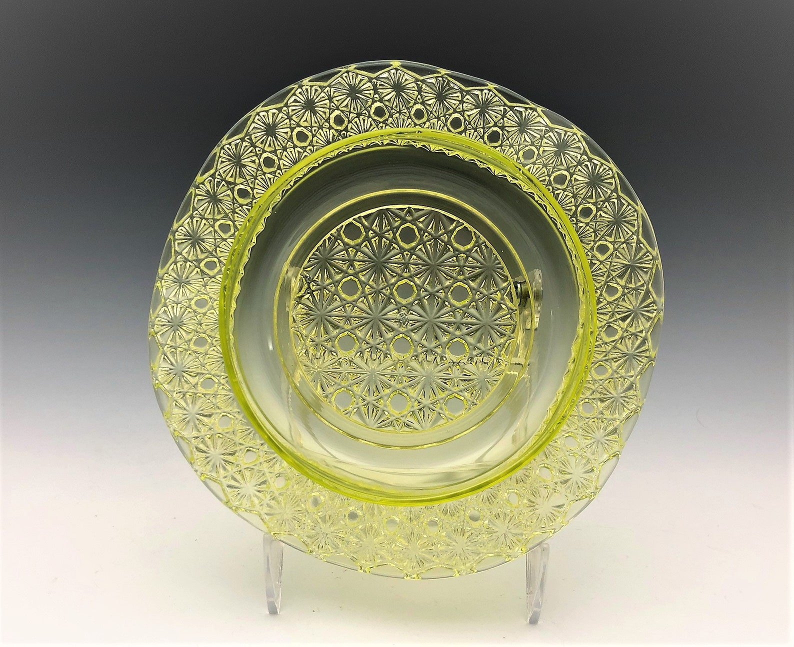 Vaseline Glass Covered Butter Dish Mckee Queen Pattern Etsy