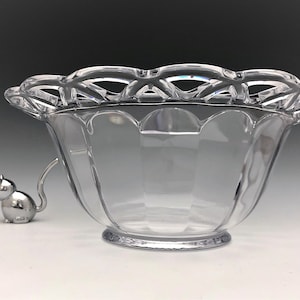 Imperial Glass Crocheted Crystal Salad Bowl - Large Serving Bowl - Mid Century Glass