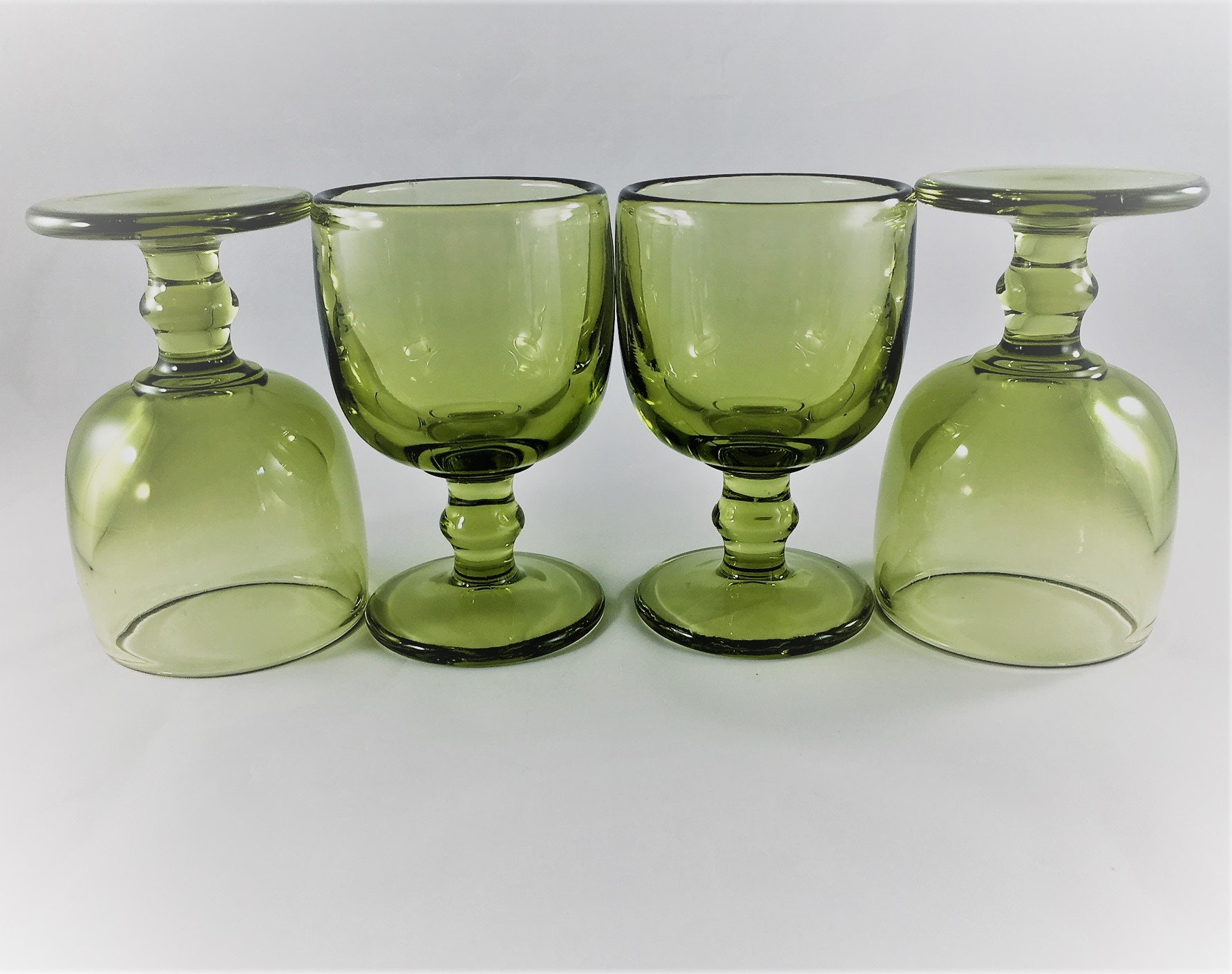 Set of 4 Vintage Wine Glasses Imperial Glass Hoffman House Green