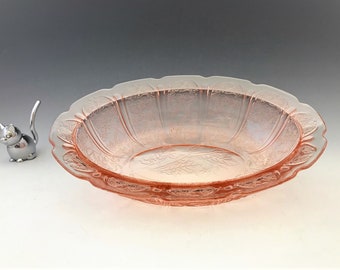 Jeannette Cherry Blossom Pink Depression Glass Oval Vegetable Bowl
