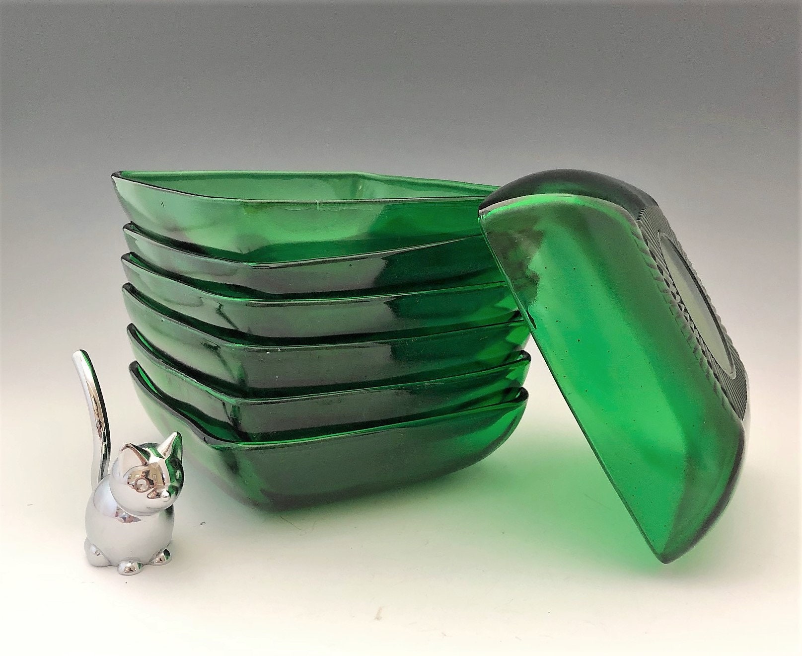 Anchor Hocking Charm Forest Green Coupe Soup Bowl Emerald Green Mid