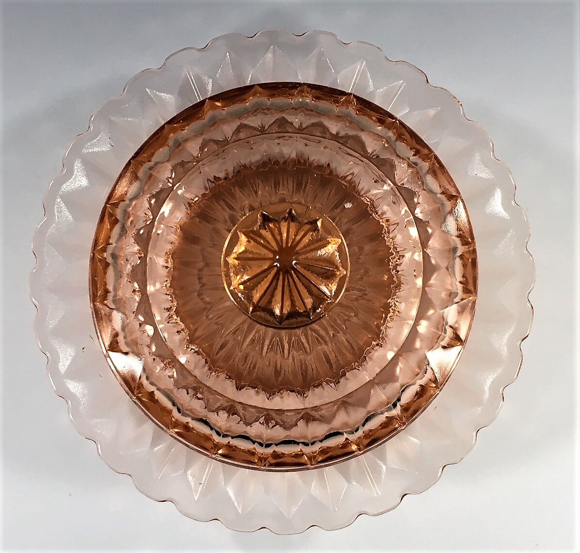 Pink Depression Glass Covered Butter Dish Windsor Pattern