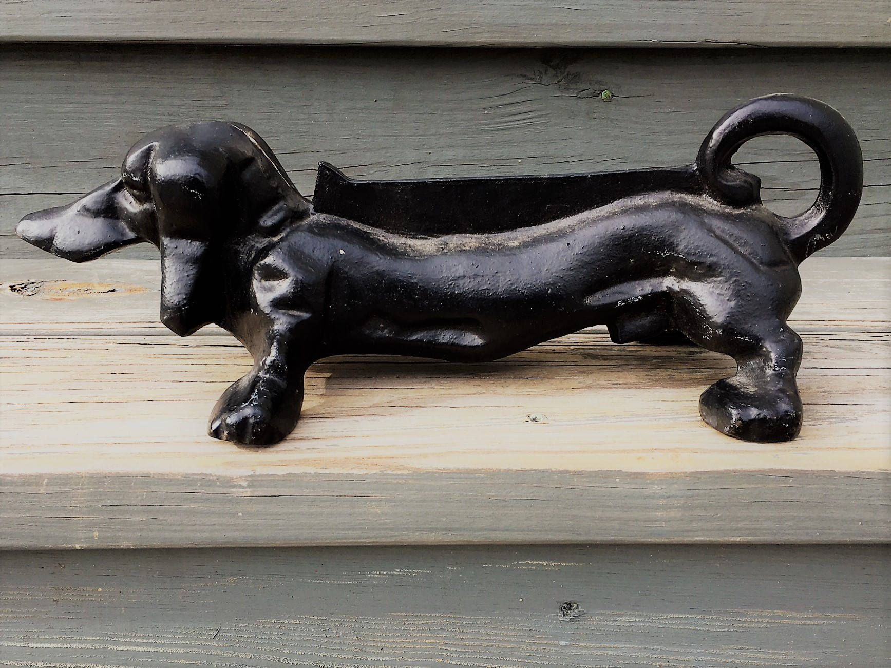 Vintage Cast Iron Dachshund Boot Scraper Wiener Dog Shoe Cleaner