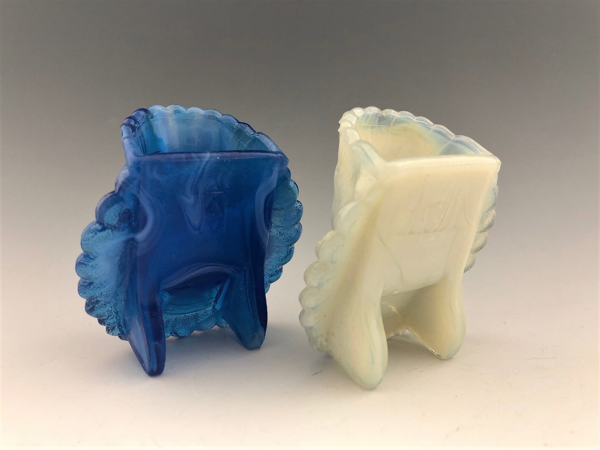 Two Boyd Glass Indian Head Toothpick Holders Vintage Glass Indian Chief