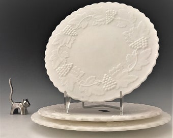 Imperial Grape Milk Glass Plates - Set of 3 - Original Doeskin Finish